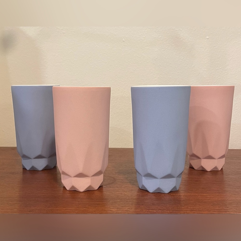 Tiny Badger Ceramics Tall Faceted Cups set of 4